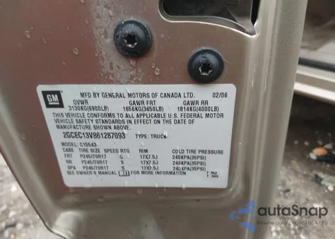 2006 Chevrolet Silverado 1500 Ls from USA, damaged, VIN 2GCEC13V861287093